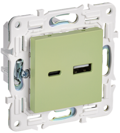 SKANDY Розетка USB A+C 18Вт SK-R13G мятный IEK