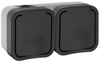 TORS Розетка 2-местная горизонтальная 16А IP55 TS122 графит IEK