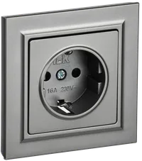 BRITE 1-gang earthed socket with protective shutters 16A, complete PCP14-1-0-BrS steel IEK