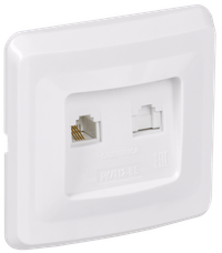 VEGA Розетка 2-местная RJ11/RJ45 РК/Т12-ВБ белый GENERICA