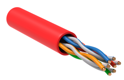 ITK Витая пара U/UTP кат.5E 4х2х24AWG solid LSZH нг(А)-HF красный (305м)