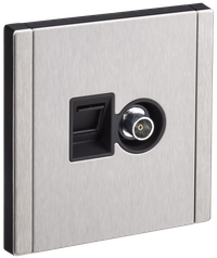 FORTE&PIANO Розетка двойная TV+RJ45 кат.6 FP737M металл никель IEK