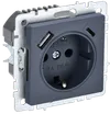 BRITE Socket outlet 1-gang with earthing with protective shutters 16A with USB A+C 18W RUSh11-1-BrM marengo IEK0