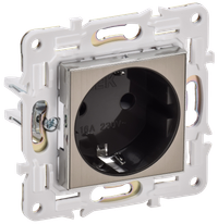 SKANDY Розетка с заземлением с защитными шторками 16А SK-R04N металл никель IEK