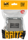 BRITE Розетка компьютерная двойная RJ45 кат.6 РК11-2-БрС сталь IEK1