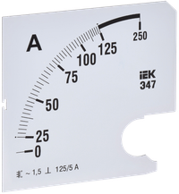 Replaceable scale for ammeter E47 125/5A accuracy class 1.5 96x96mm IEK