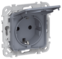 FLITE Розетка с заземлением с защитными шторками и крышкой 16А IP44 РСшкр11-0-44-ФлМ маренго IEK