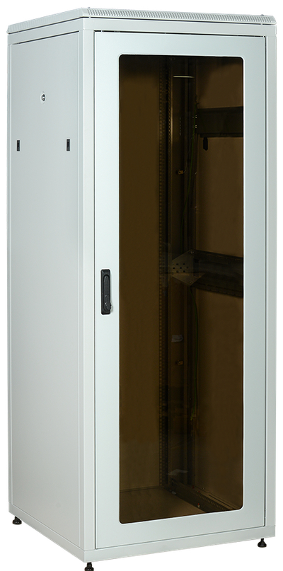 ITK LINEA N Шкаф сетевой 19" 38U 800х800мм стеклянная передняя дверь задняя металлическая серый