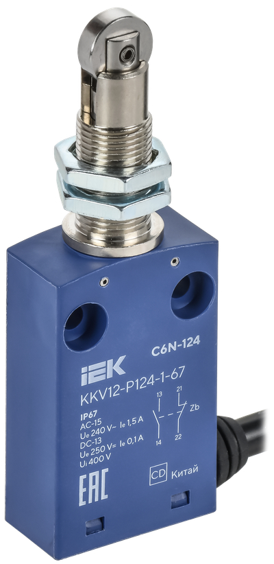 Выключатель концевой C6N-124 толкатель с нажимным роликом резьбовое крепление IP67 IEK