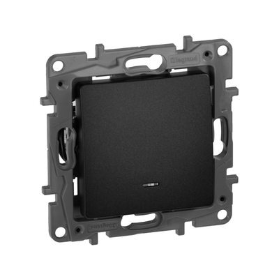 ETIKA Выключатель 1-клавишный с подсветкой/индикацией схема 1L 10АХ безвинтовые зажимы антрацит