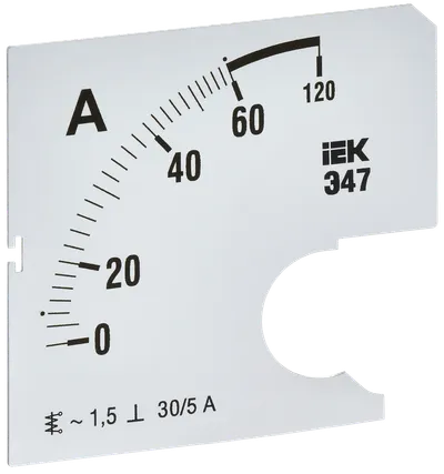 Шкала сменная для амперметра Э47 60/5А класс точности 1,5 72х72мм IEK