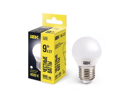 LED lamp G45 globe 9W 230V 4000k E27 IEK