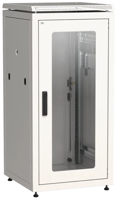 ITK LINEA N Шкаф сетевой 19" 28U 600х600мм стеклянная передняя дверь задняя металлическая серый