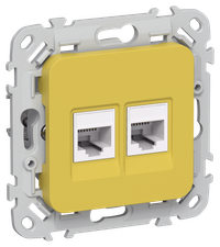 FLITE Розетка 2-местная компьютерная RJ45 категория 6 UTP РК6-2-0-ФлЖК желтый карри IEK