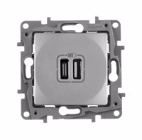 ETIKA Розетка USB A+C 15Вт алюминий