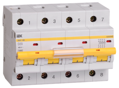 KARAT Автоматический выключатель ВА47-100 4P D 20А 10кА IEK