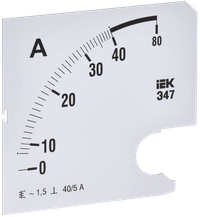 Replaceable scale for ammeter E47 40/5A accuracy class 1.5 96x96mm IEK