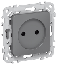 FLITE Розетка без заземления без защитных шторок безвинтовое крепление 10А РС01-1-ФлМА мокрый асфальт IEK