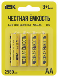 Батарейка щелочная Alkaline LR6/AA (4шт/блистер) ПРОМО IEK