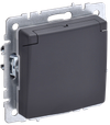 BRITE Розетка 1-местная с заземлением с защитными шторками и крышкой 16А IP20 РСбш10-3-БрГ графит IEK0