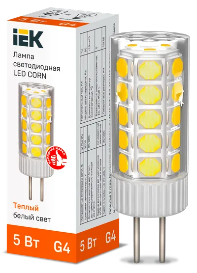 Светодиодная капсульная лампа LED CORN капсула 3Вт 12В 4000К керамика G4 IEK является заменой капсульных галогенных ламп соответствующего цоколя и используются как для основного освещения жилых и коммерческих помещений, так и для точечной и акцентной подсветки.