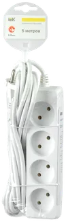 Extension cord 4 sockets 2P/5 meters 2x0.75mm2 10A/250 IEK1