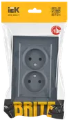 BRITE 2-gang socket without earthing with protective shutters 10A, assy RSsh12-2-BrM marengo IEK1