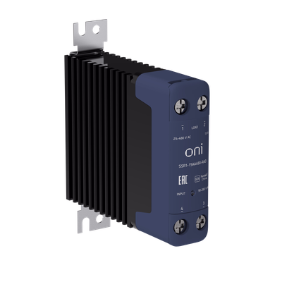 Реле твердотельное SSR1 15А 90-280В AC 24-480В AC с радиатором ONI