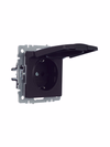 BRITE Розетка 1-местная с заземлением с защитными шторками и крышкой 16А IP44 РСбш10-3-44-БрЧ черный IEK1