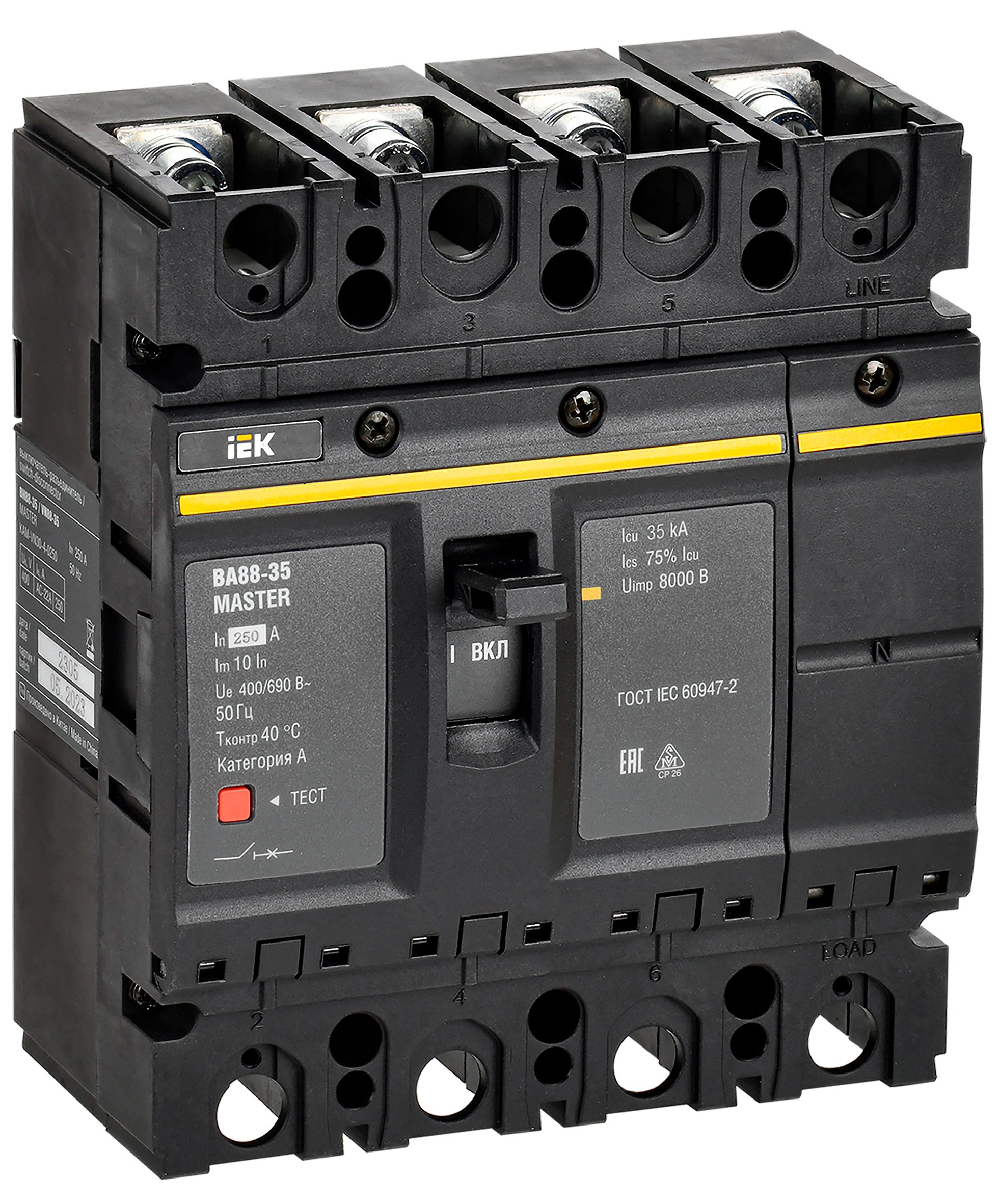 Выключатель автоматический ВА88-35 4P 250А 35кА MASTER IEK