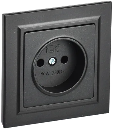 BRITE Socket 1-gang without earthing without protective shutters 10A assy. RSR10-1-0-BrCh black IEK