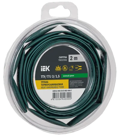 Heat shrink tube TTU ng-LS 3/1.5 green (2m/pack) IEK