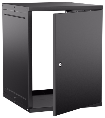 Шкаф настенный 19" 15U 600х650мм металлическая дверь черный GENERICA