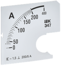 Шкала сменная для амперметра Э47 200/5А класс точности 1,5 72х72мм IEK