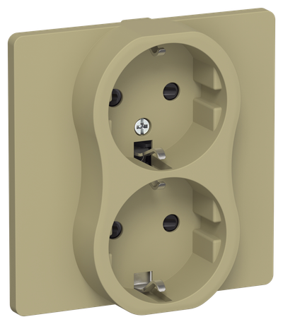 FLITE 2-gang socket with grounding with protective shutters 16A RSsh12-0-K-Flo olive IEK