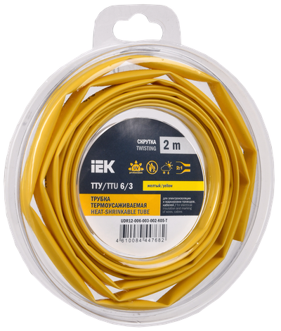 Трубка термоусадочная ТТУ нг-LS 6/3 желтая (2м/упак) IEK