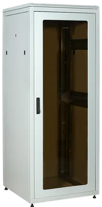 ITK LINEA N Шкаф сетевой 19" 18U 800х800мм стеклянная передняя дверь задняя металлическая серый