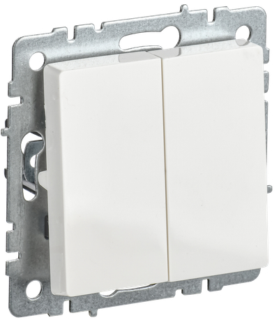 BRITE Выключатель 2-клавишный проходной 10А ВС10-2-6-БрБ белый