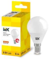 LED bulb ALFA G45 ball 8W 230V 3000K E14 IEK