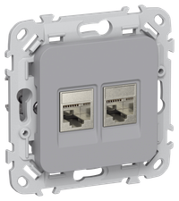 FLITE Розетка 2-местная компьютерная RJ45 категория 5Е STP РК5е-2-1-ФлС серый IEK