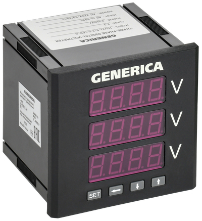 Вольтметр цифровой щитовой трехфазный 96х96мм LED GENERICA