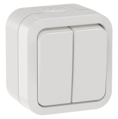 TORS Выключатель двухклавишный проходной 10А IP55 TS325 белый IEK