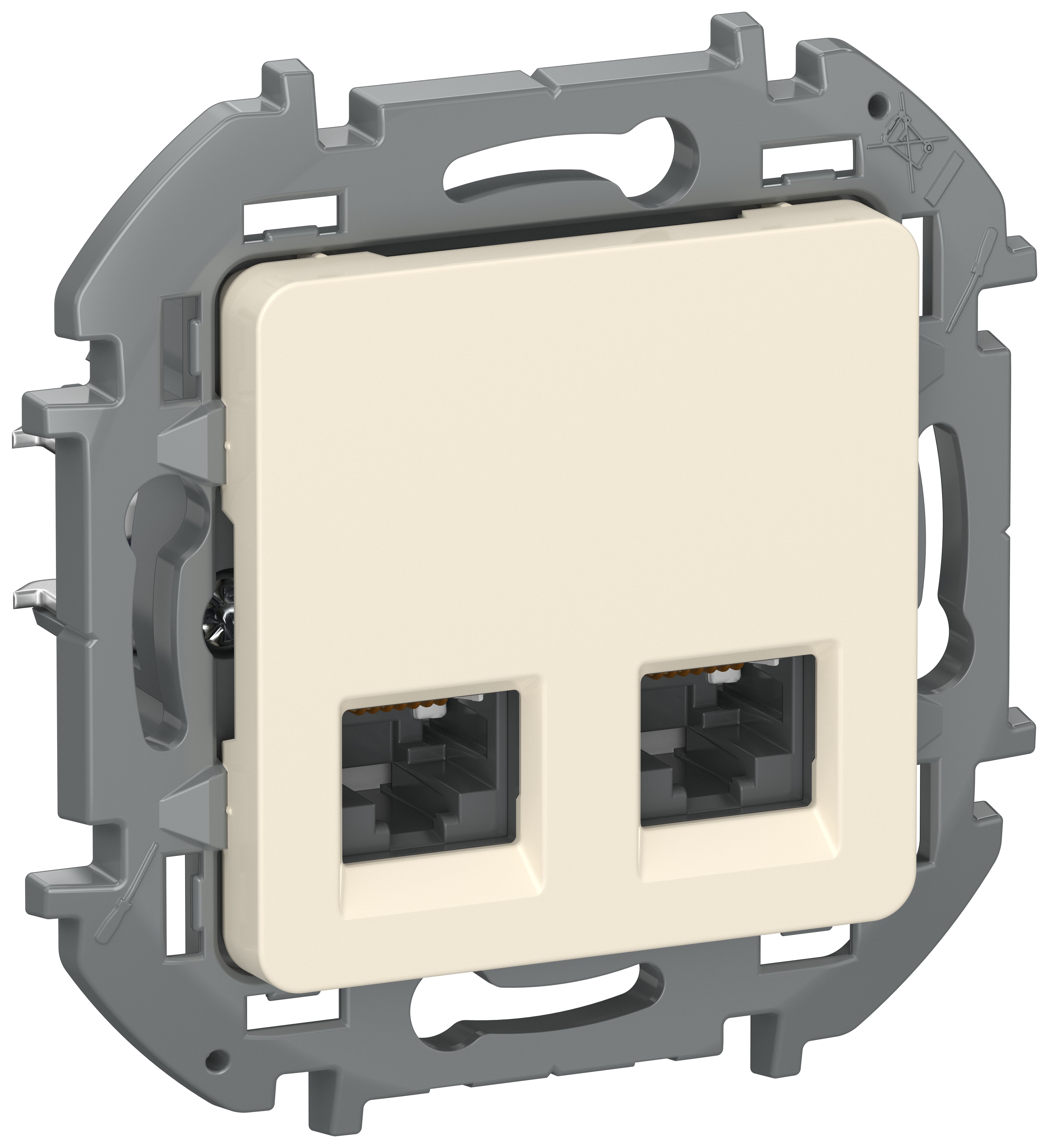IEKINSPIRIA Розетка компьютерная двойная RJ45 категория 5Е UTP 6738361 слоновая кость IEK