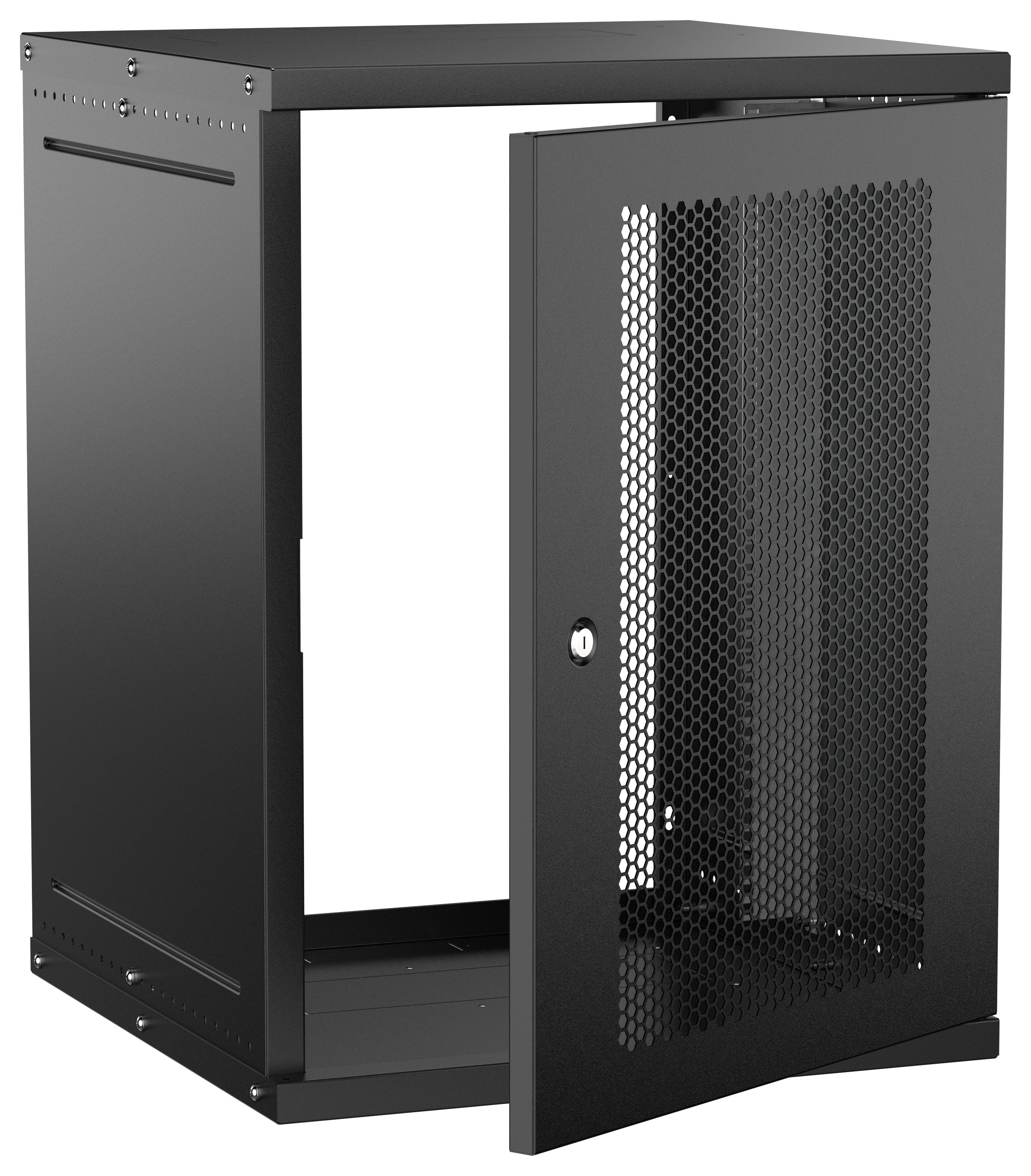 Шкаф настенный 19" 15U 600х600мм перфорированная дверь черный GENERICA (LWE5-15U66-PF-G)