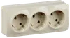 RS23-3-XK Triple socket with grounding contact 16A with opening installation GLORY (cream) IEK0