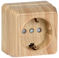 OKTAVA Розетка 1-местная с заземлением с защитными шторками для открытой установки 16А РСш20-3-ОС сосна GENERICA