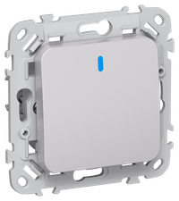 FLITE Выключатель 1-клавишный 2-полюсный проходной с индикацией 10А ВС6/21-1-1-ФлА алюминий IEK