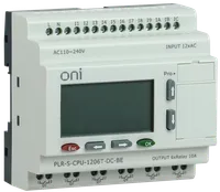 Programmable logic relay ONI. Expandable version. With built-in screen. 12 digital inputs (6 as 0-10V, 4 up to 60kHz), 4 relay outputs, 2 PNP transistor outputs with PWM up to 10kHz. Supply voltage 24V DC