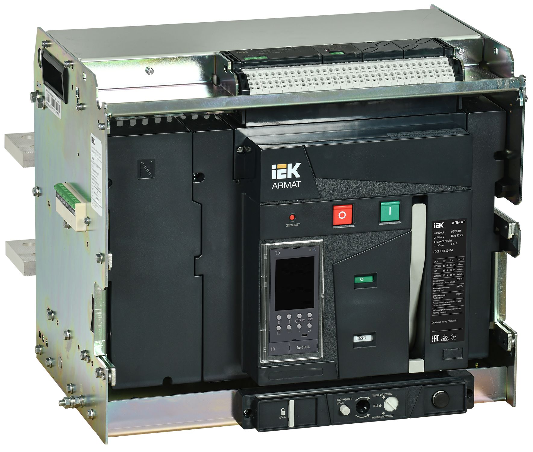 ARMAT AR-A4S TD25 4P W HR Выключатель автоматический воздушный 85кА расцепитель TD 2500А 4P выдвижной с аксессуарами ~220- (AR-ACB-4VF-085-2500A-TDCF)