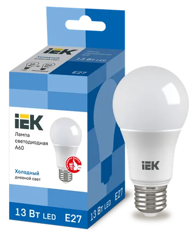 LED lamp A60 ball 13W 230V 6500K E27 IEK is intended for use in lighting devices for external and internal lighting of industrial, commercial and domestic facilities.

Complies with the requirements of the Technical Regulations of the Customs Union TR TS 004/2011, TR TS 020/2011, IEC 62560, Decree of the Government of the Russian Federation of November 10, 2017 No. 1356.